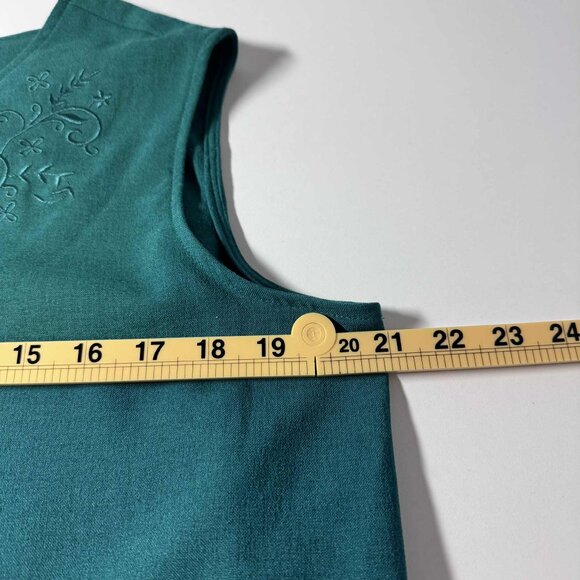 BonWorth Teal Sleeveless Blouse with Floral Embroidery | Size S - Picture 6 of 7